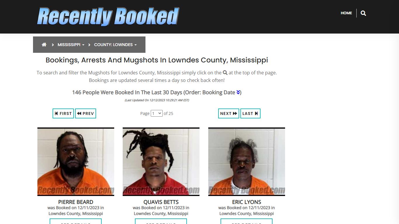 Bookings, Arrests and Mugshots in Lowndes County, Mississippi