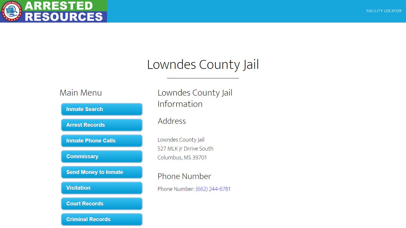 Lowndes County Jail - Inmate Search - Columbus, MS - Arrested Resources